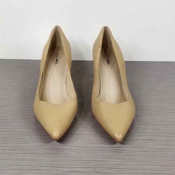 Via Spiga Nikole Pointy Toe Pump, Tan Leather, Womens Size 7 M / 37 - Picture 2 of 12